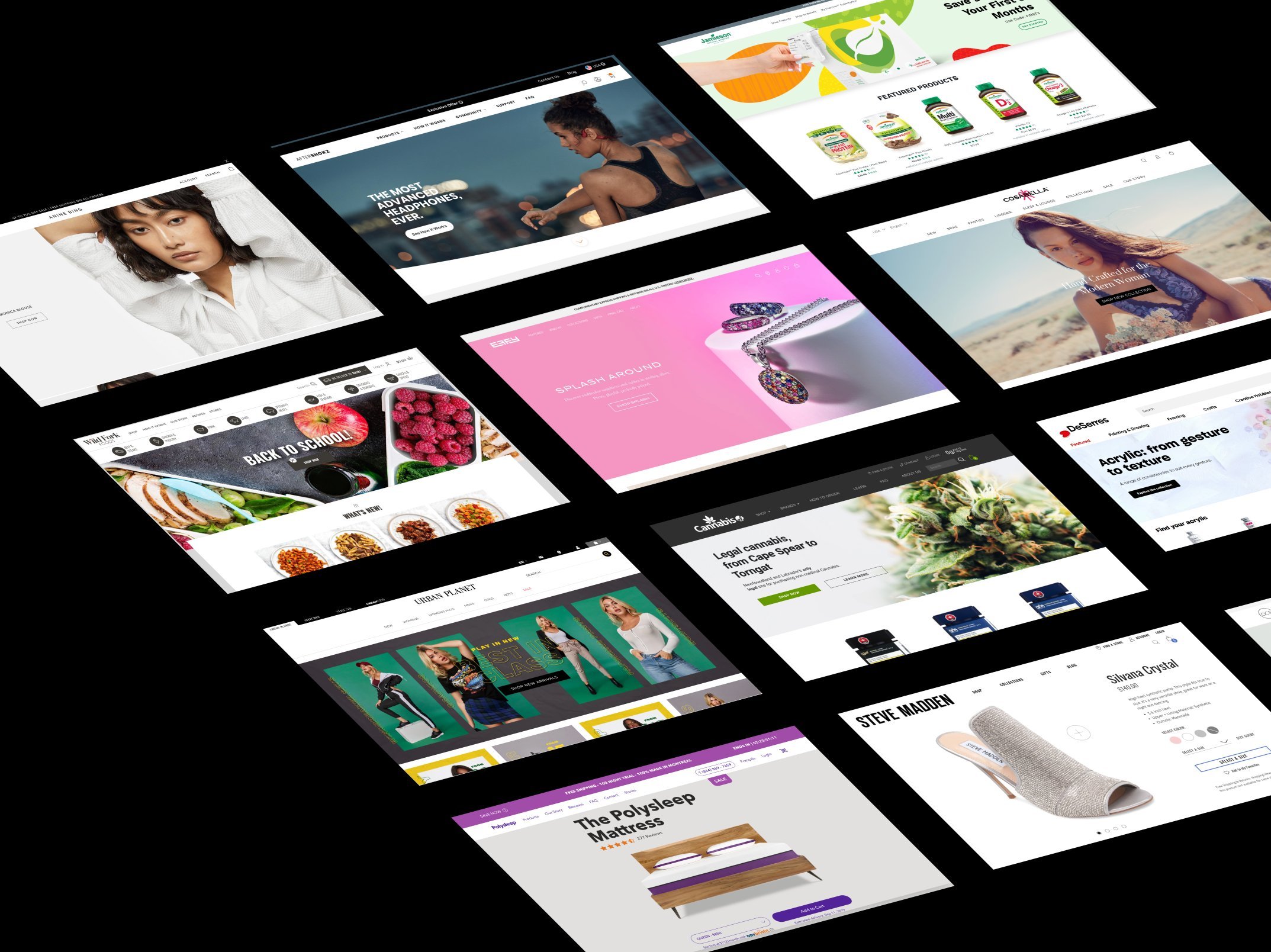 OCS product card design variants — six iterations tested for cannabis product listings